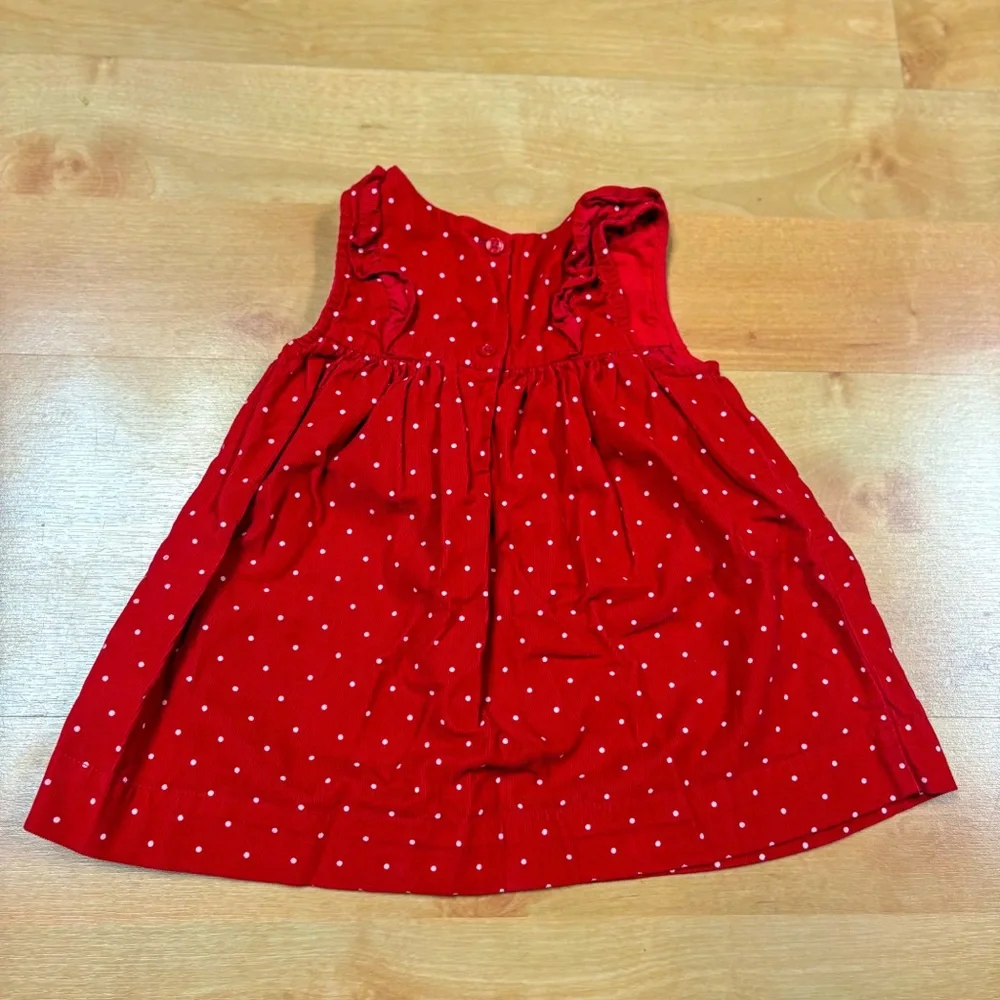 Baby Gap Red & White Polka Dot Sleeveless Ruffle Detail Dress Toddler 12-18M